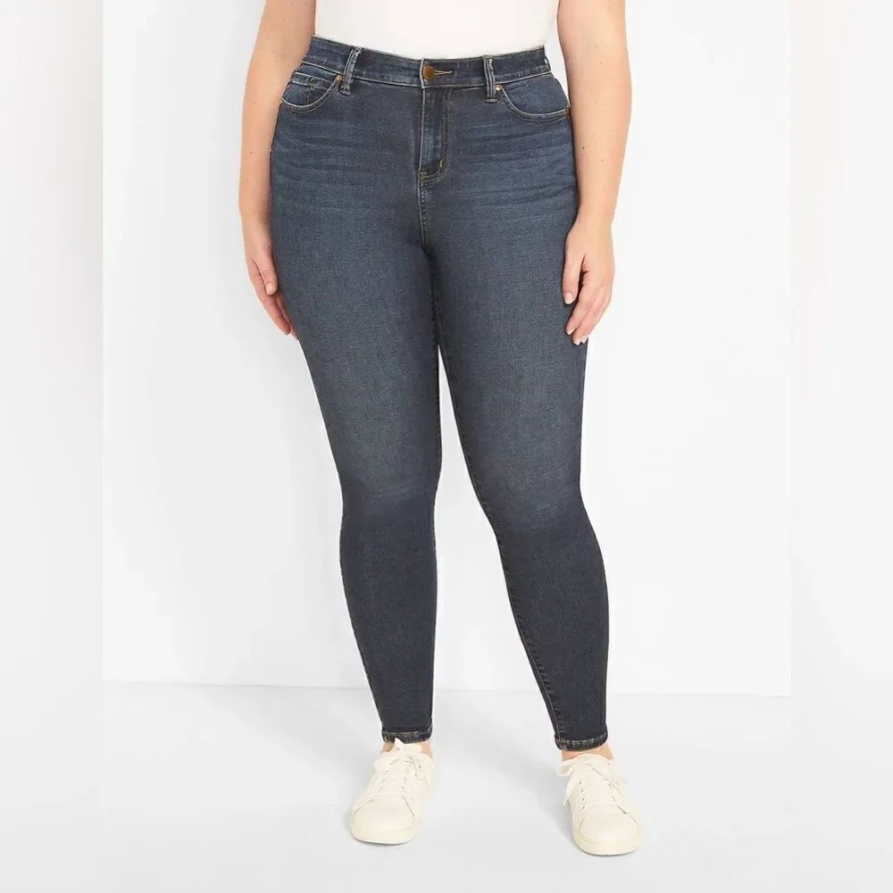 Lane Bryant Fit Genius Mid-Rise Skinny Jean - Dark Wash - Size 16 Long